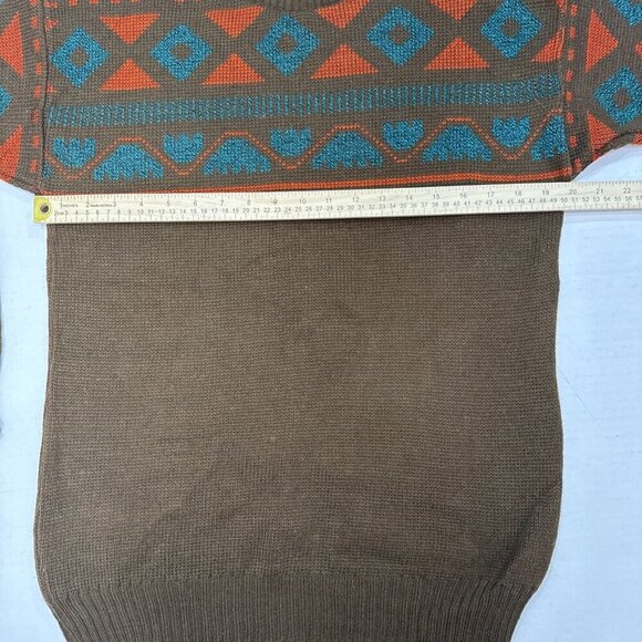 Le Tigre Coogi Style Vintage Knit Cosby Sweater Turquoise Brown Red Medium - Picture 5 of 11